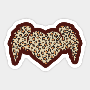 Leopard Print Winged Heart Sticker